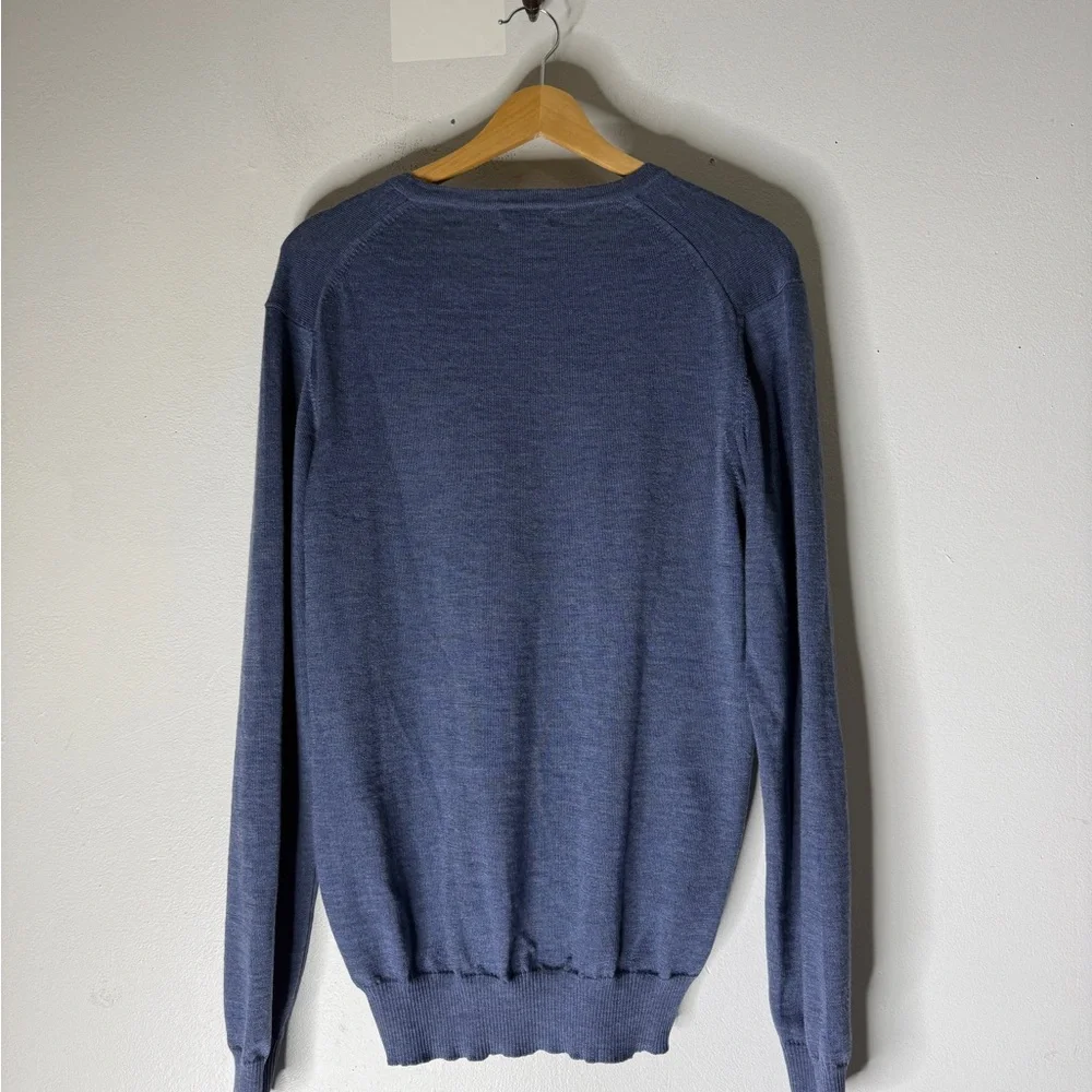 j lindeberg‎ Merino Wool V Neck Sweater Blue Size Medium Preppy